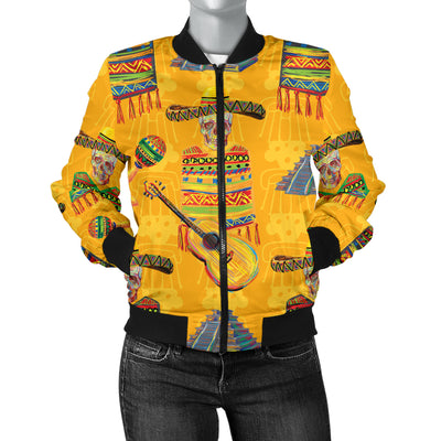 Maracas Mexican Style Pattern Print Design 02 Women's Bomber Jacket