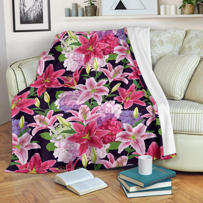 Lily Pattern Print Design LY017 Fleece Blanket