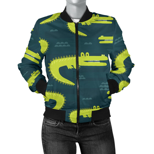Alligator Pattern Print Design 03 Women's Bomber Jacket