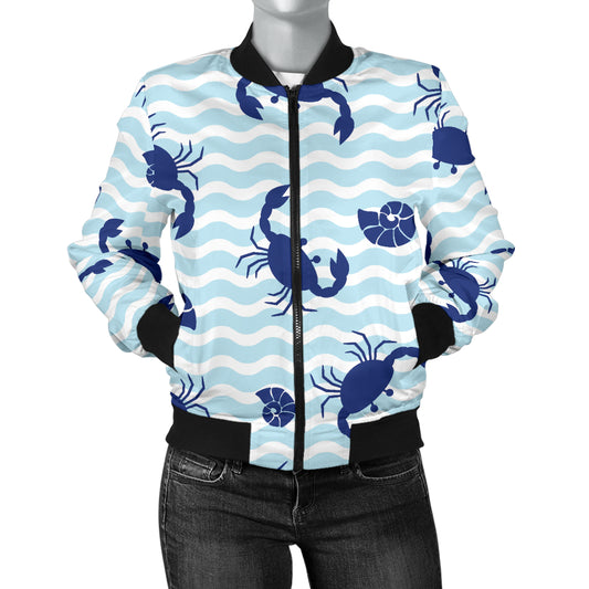 Crab Pattern Print Design 04 Women's Bomber Jacket