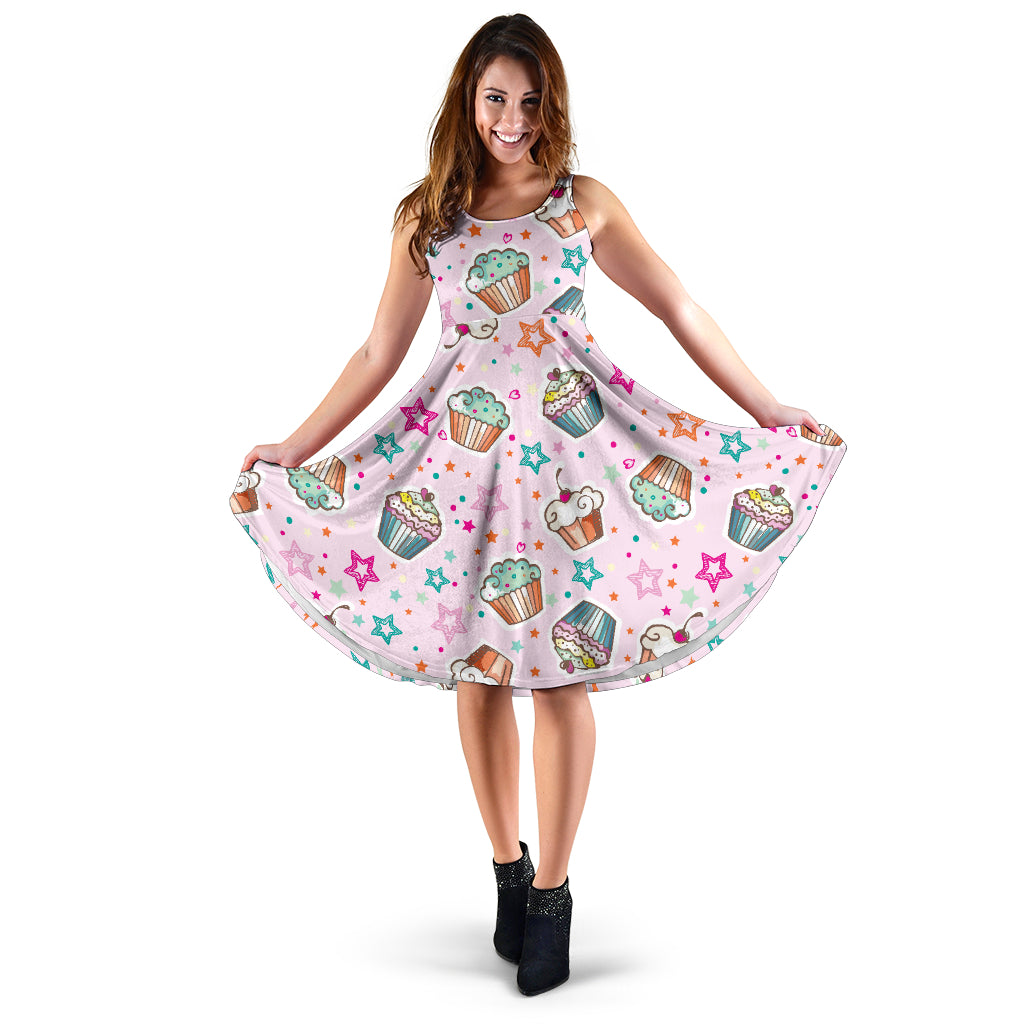 Cupcake Pattern Print Design CP03 Midi Dress