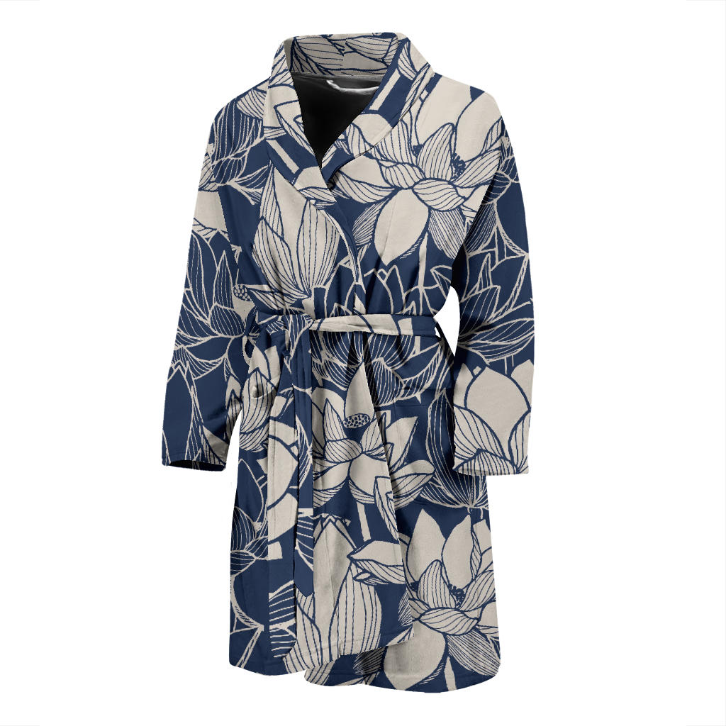 Water Lily Pattern Print Design WL04 Men Bathrobe