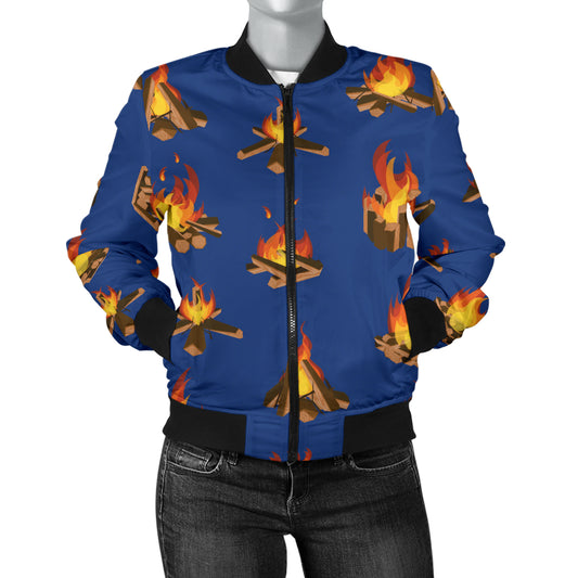 Campfire Pattern Print Design 03 Women's Bomber Jacket