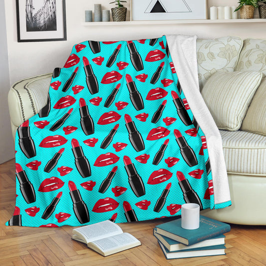 Lipstick Pattern Print Design LT02 Fleece Blanket