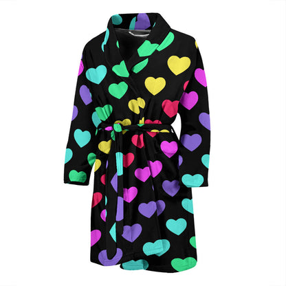 Heart Rainbow Pattern Print Design HE02 Men Bathrobe