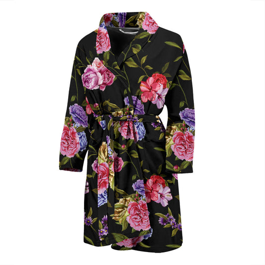 Carnations Pattern Print Design CN05 Men Bathrobe