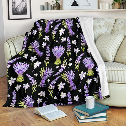 Lavender Pattern Print Design LV04 Fleece Blanket