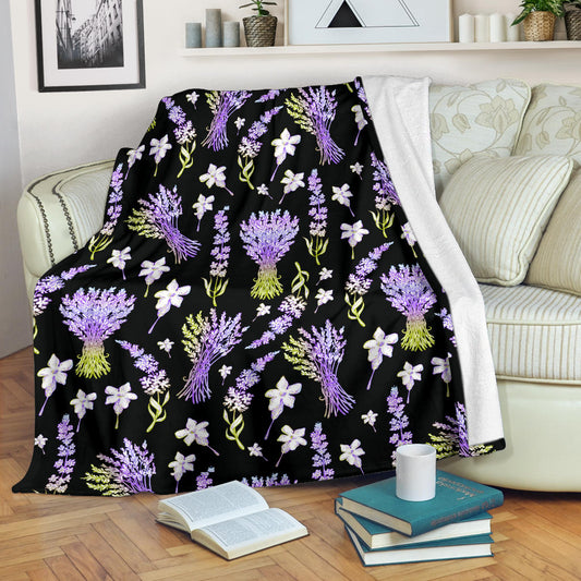 Lavender Pattern Print Design LV04 Fleece Blanket