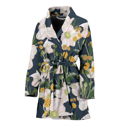 Anemone Pattern Print Design AM04 Women Bathrobe