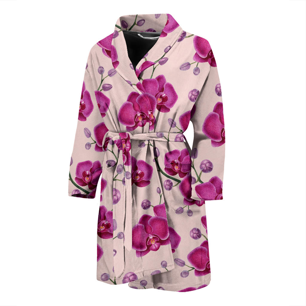 Orchid Purple Pattern Print Design OR04 Men Bathrobe