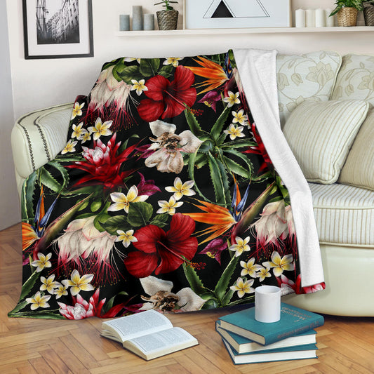 Summer Floral Pattern Print Design SF03 Fleece Blanket