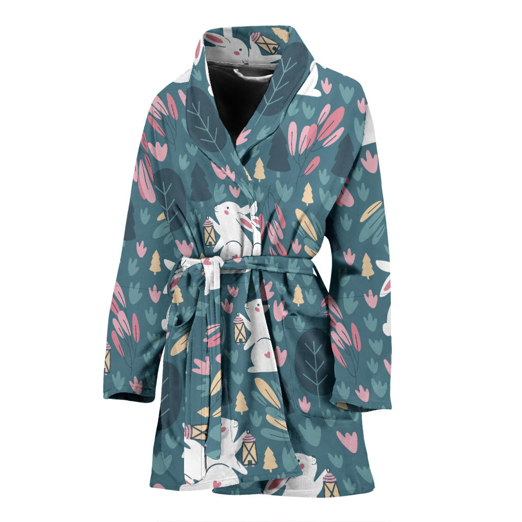 Rabbit Pattern Print Design RB013 Women Bathrobe