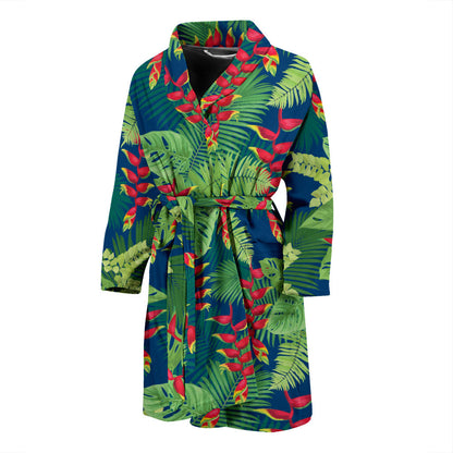 Heliconia Pattern Print Design HL08 Men Bathrobe