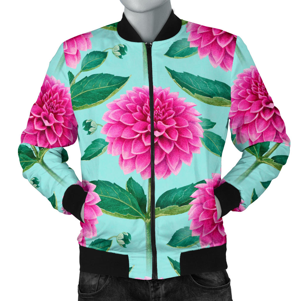 Dahlia Pattern Print Design DH08 Men Bomber Jacket