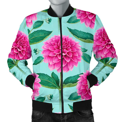 Dahlia Pattern Print Design DH08 Men Bomber Jacket