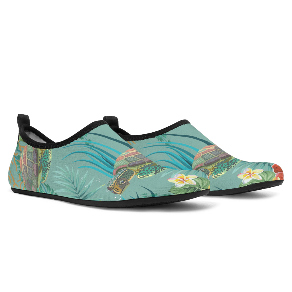 Sea Turtle Pattern Print Design T012 Aqua Water Shoes