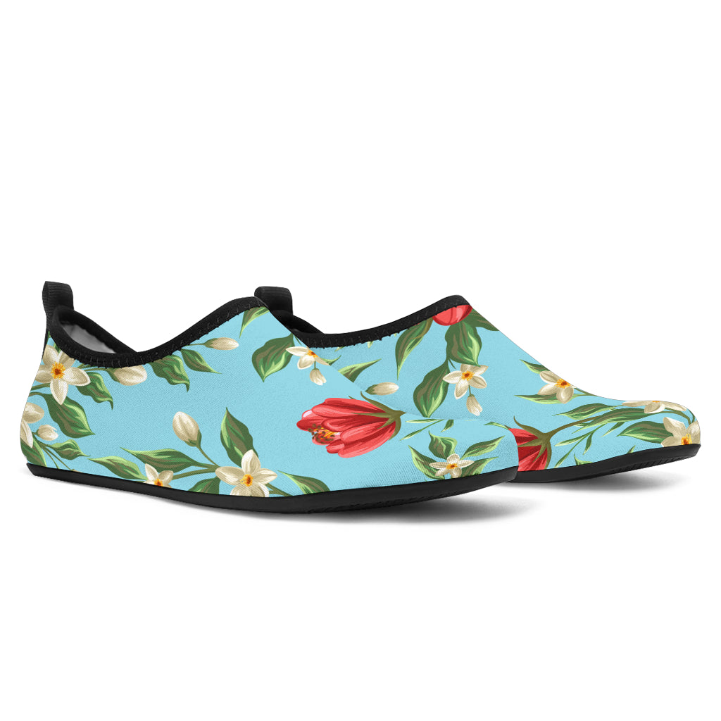 Summer Floral Pattern Print Design SF011 Aqua Water Shoes