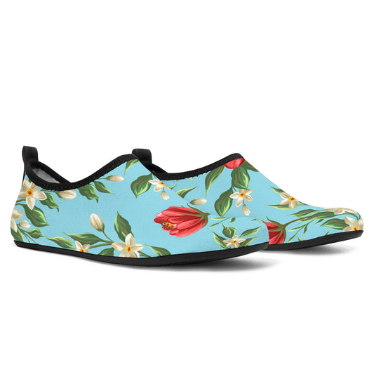 Summer Floral Pattern Print Design SF011 Aqua Water Shoes