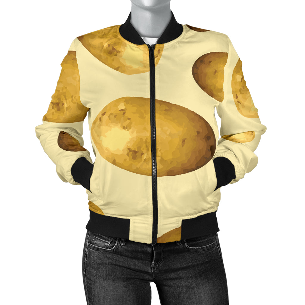 Potato Pattern Print Design A01 Women's Bomber Jacket