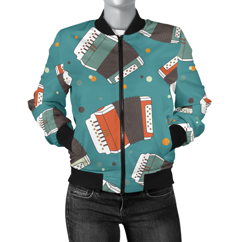 Accordion Pattern Print Design 02 Women's Bomber Jacket