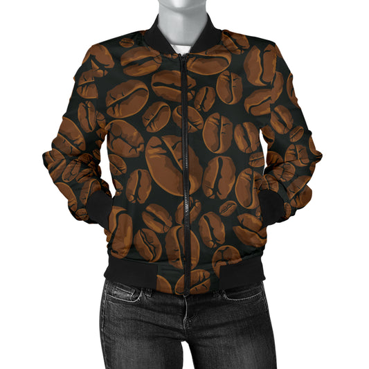 Coffee Pattern Print Design 01 Women's Bomber Jacket