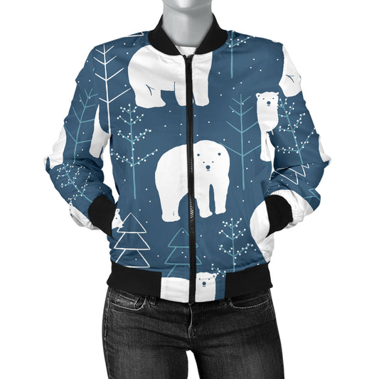 Polar Bear Pattern Print Design A01 Women's Bomber Jacket