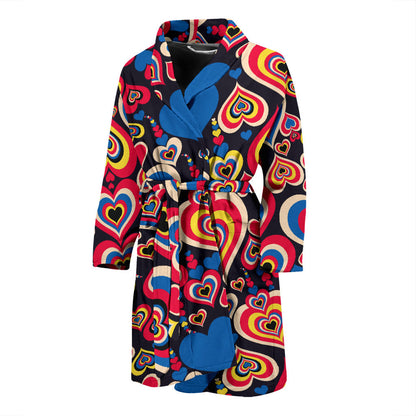Heart Pattern Print Design HE08 Men Bathrobe