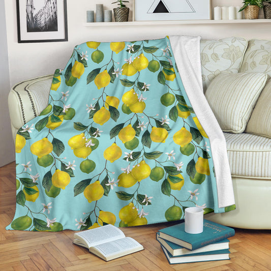 Lemon Pattern Print Design LM05 Fleece Blanket