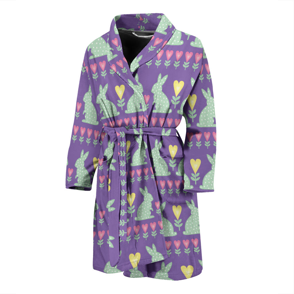 Rabbit Pattern Print Design RB01 Men Bathrobe