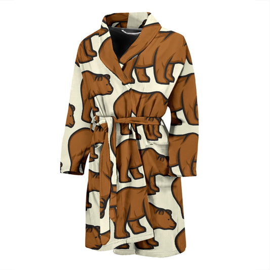 Bear Pattern Print Design BE05 Men Bathrobe