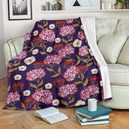 Hydrangea Pattern Print Design HD010 Fleece Blanket