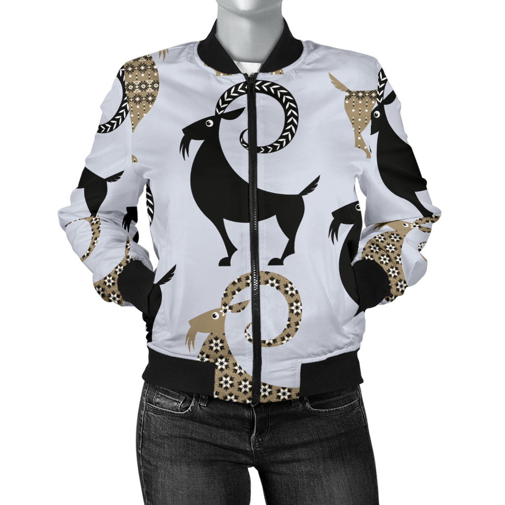 Goat Pattern Print Design 03 Women's Bomber Jacket