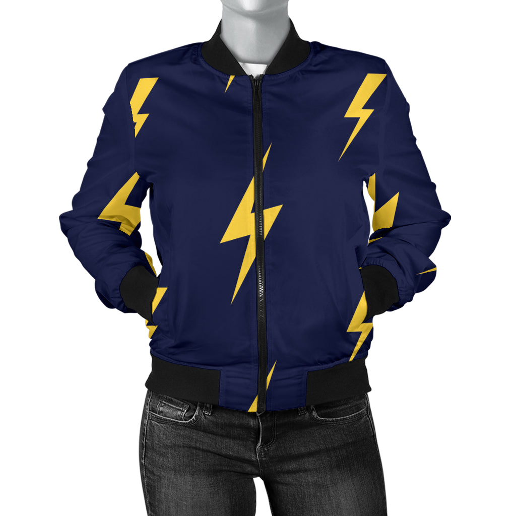 Lightning Thunder Pattern Print Design 03 Women's Bomber Jacket