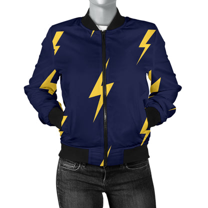 Lightning Thunder Pattern Print Design 03 Women's Bomber Jacket