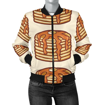 Pancake Pattern Print Design A02 Women's Bomber Jacket