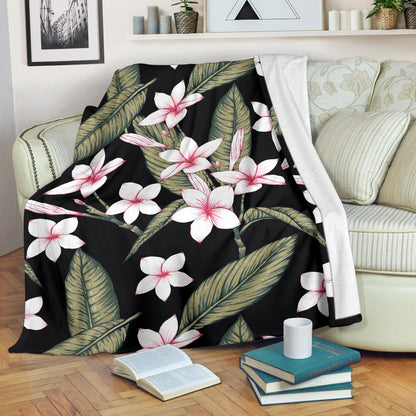 Plumeria Pattern Print Design PM021 Fleece Blanket