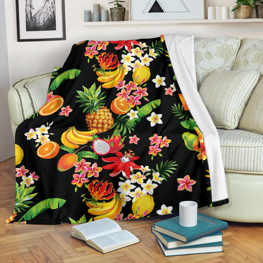 Tropical Fruits Pattern Print Design TF02 Fleece Blanket