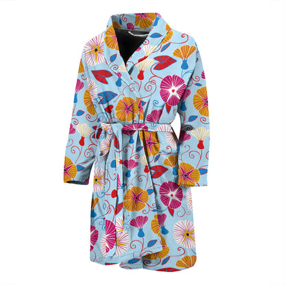 Morning Glory Pattern Print Design MG06 Men Bathrobe