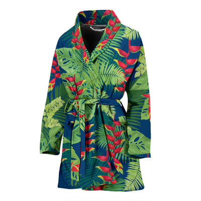 Heliconia Pattern Print Design HL08 Women Bathrobe