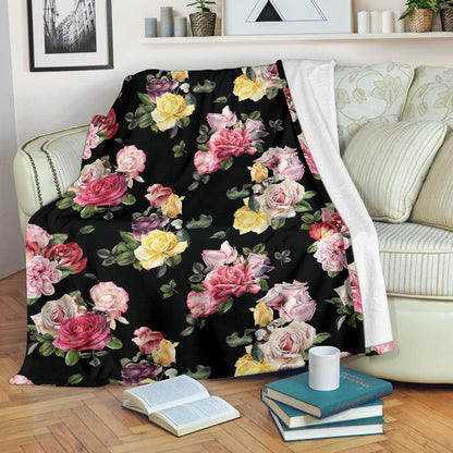 Rose Pattern Print Design RO010 Fleece Blanket
