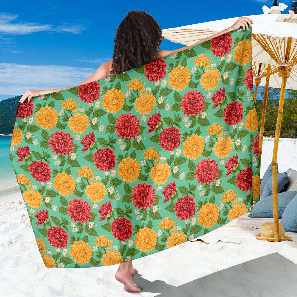 Dahlia Pattern Print Design DH011 Sarong Pareo Wrap