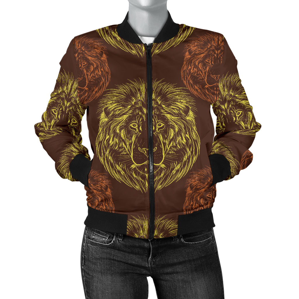 Lion Pattern Print Design 04 Women's Bomber Jacket