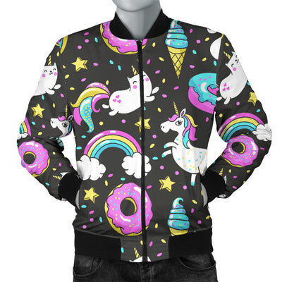 Donut Unicorn Pattern Print Design DN09 Men Bomber Jacket