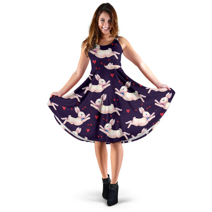 Rabbit Pattern Print Design RB016 Midi Dress