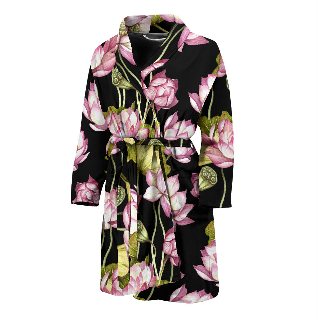 Water Lily Pattern Print Design WL06 Men Bathrobe