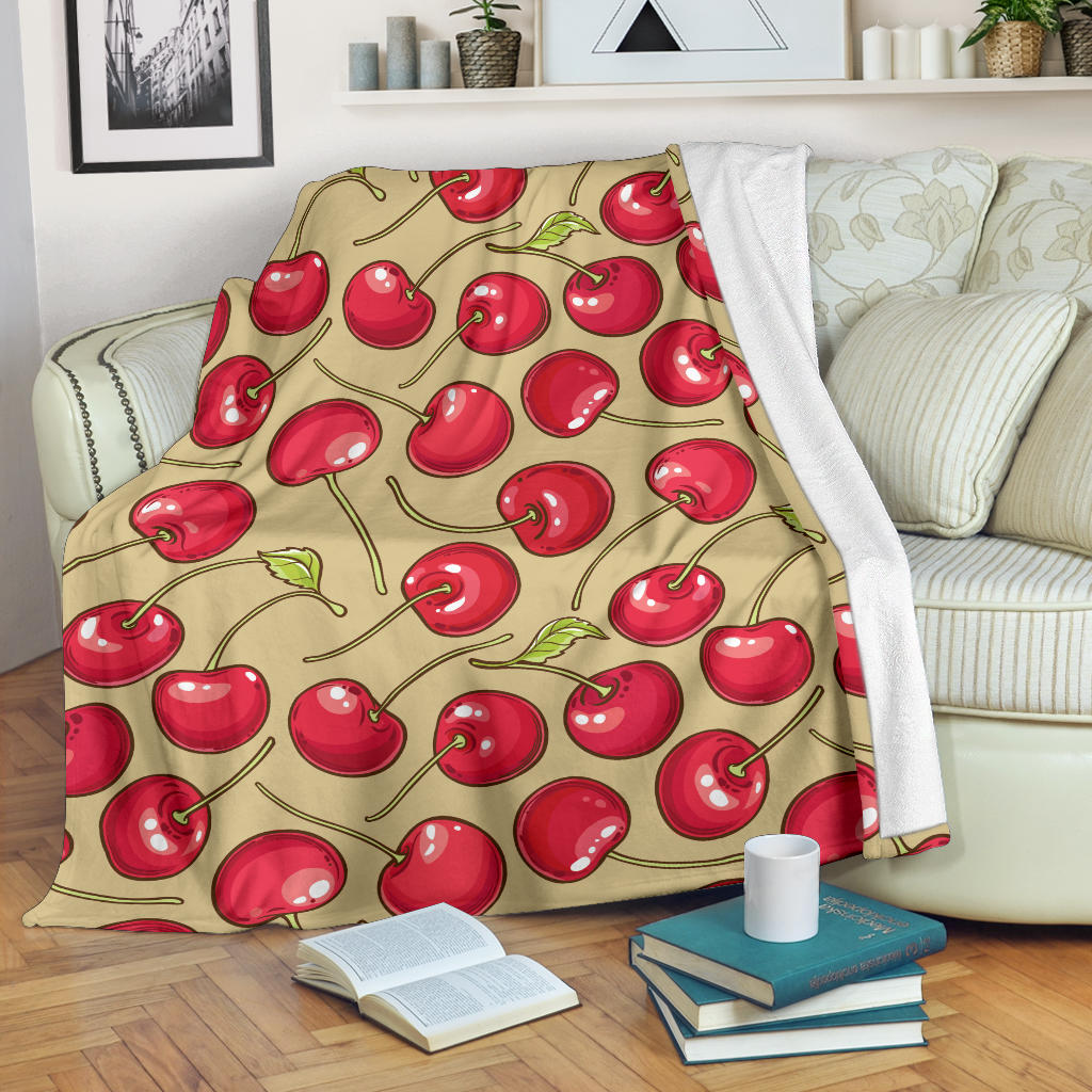 Cherry Pattern Print Design CH05 Fleece Blanket