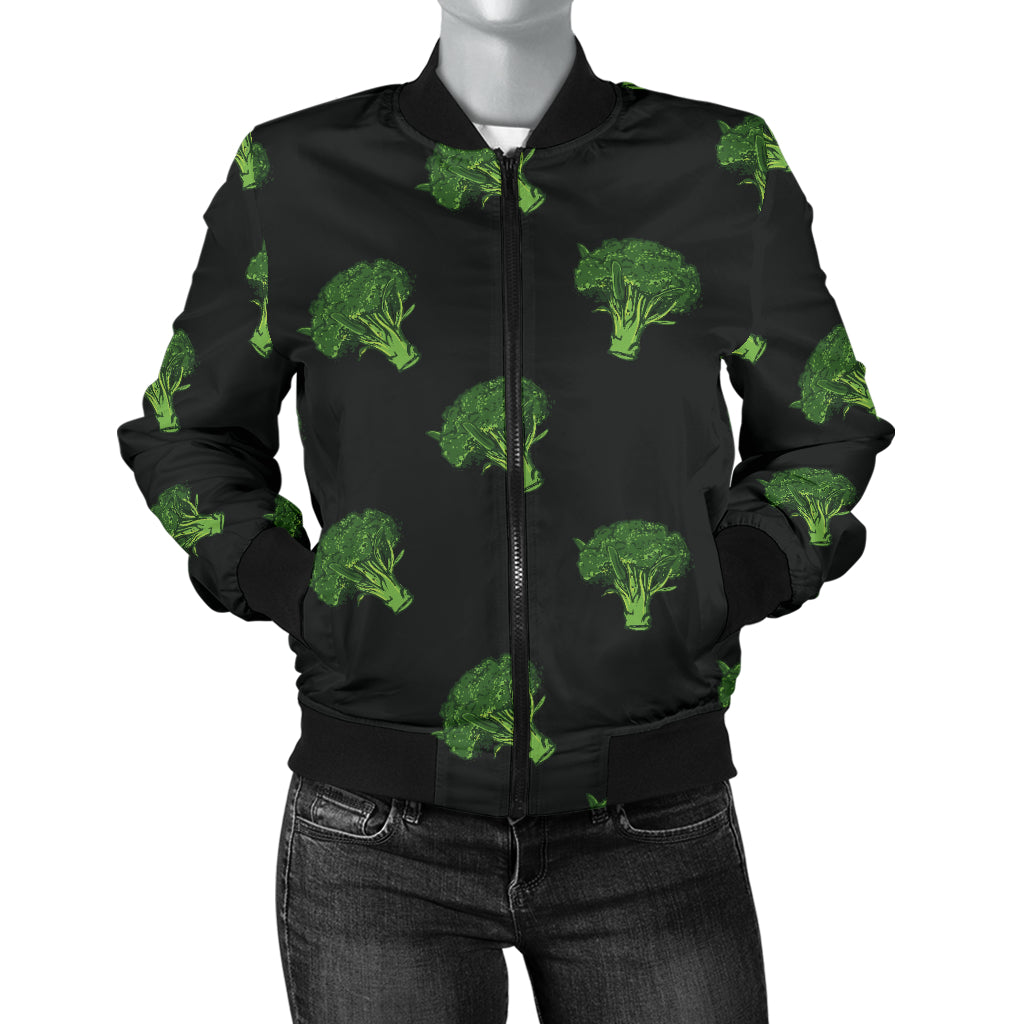 Broccoli Pattern Print Design 04 Women's Bomber Jacket