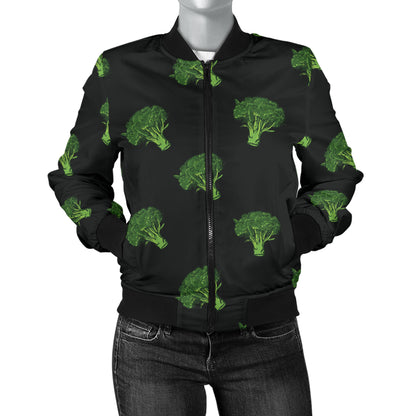 Broccoli Pattern Print Design 04 Women's Bomber Jacket
