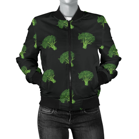 Broccoli Pattern Print Design 04 Women's Bomber Jacket