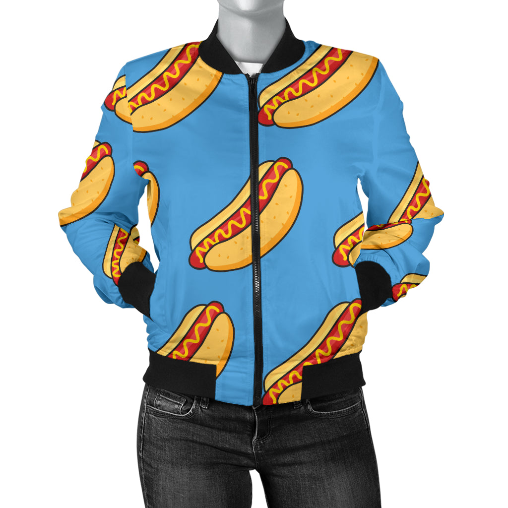 Hot Dog Pattern Print Design 02 Women's Bomber Jacket